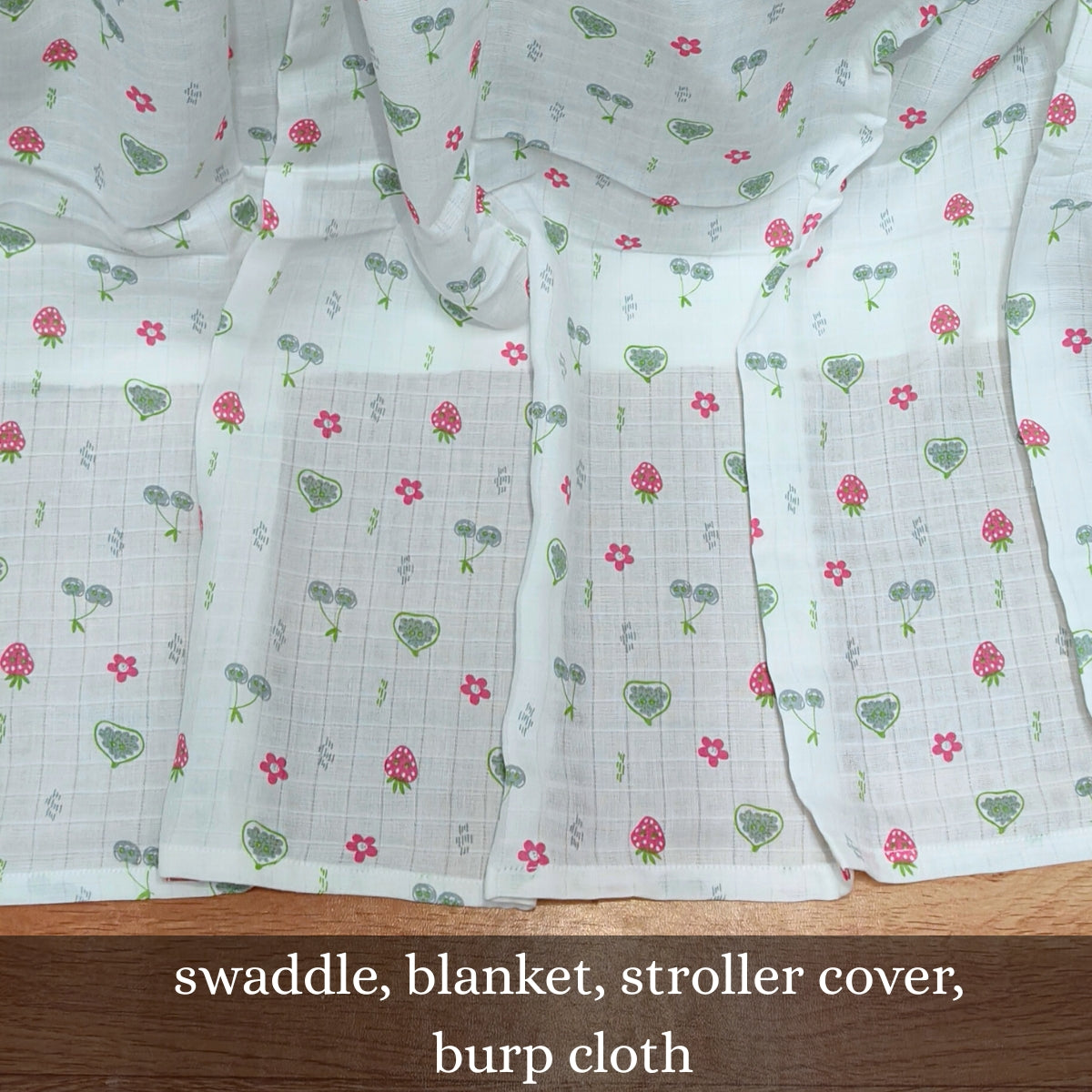 100% COTTON PRINTING  MUSLIN BABY SWADDLE BLANKET – ULTRA SOFT DOUBLE GAUZE, 47” X 47”
