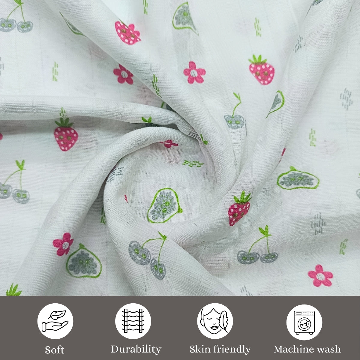 100% COTTON PRINTING  MUSLIN BABY SWADDLE BLANKET – ULTRA SOFT DOUBLE GAUZE, 47” X 47”