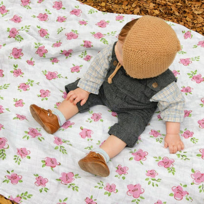 100% COTTON PRINTING  MUSLIN BABY SWADDLE BLANKET – ULTRA SOFT DOUBLE GAUZE, 47” X 47”
