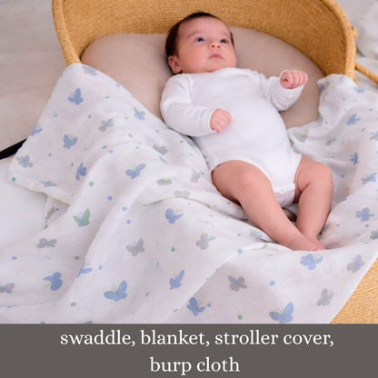 100% COTTON PRINTING  MUSLIN BABY SWADDLE BLANKET – ULTRA SOFT DOUBLE GAUZE, 47” X 47”