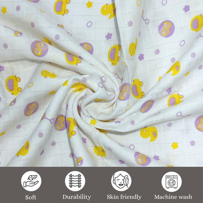 100% COTTON PRINTING  MUSLIN BABY SWADDLE BLANKET – ULTRA SOFT DOUBLE GAUZE, 47” X 47”