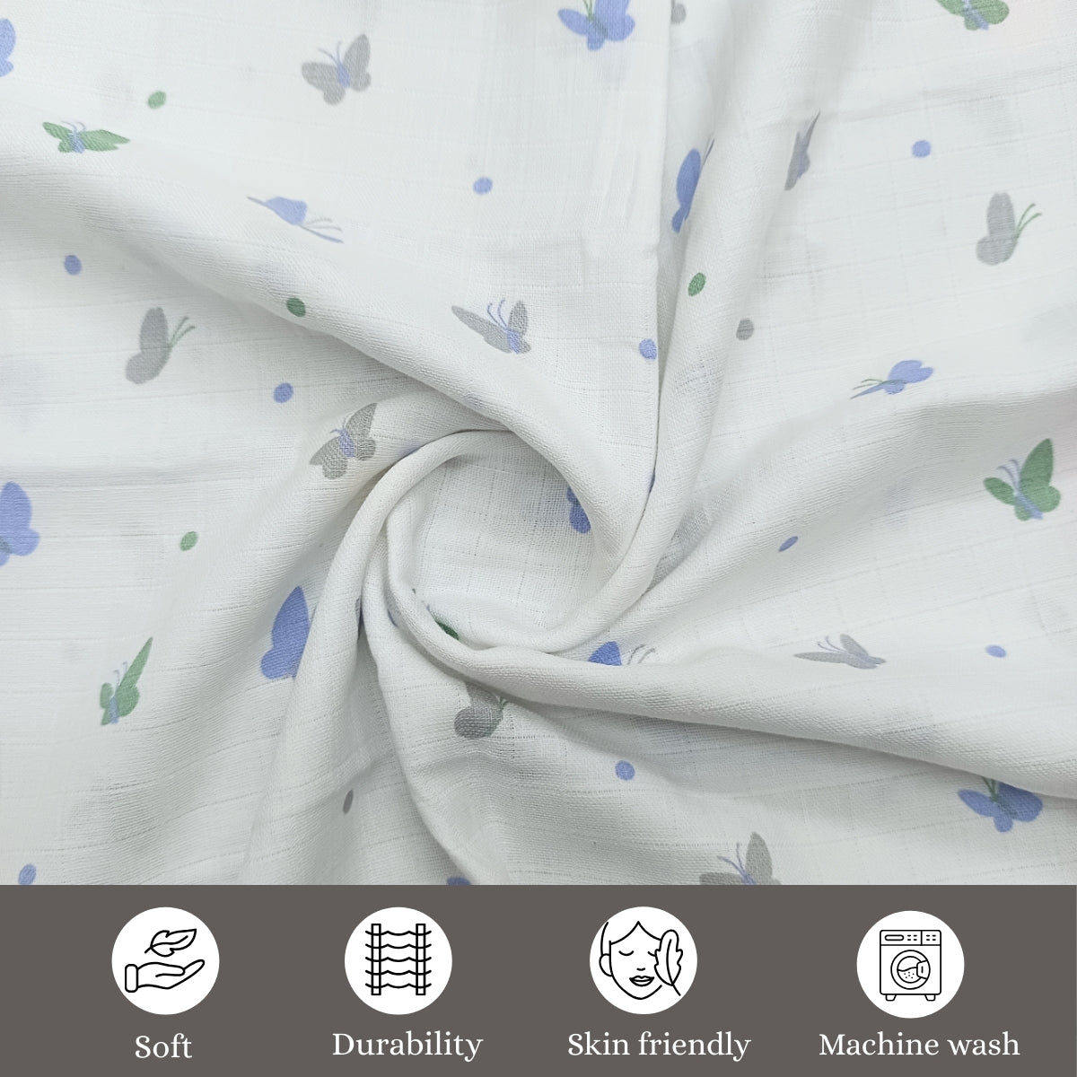 100% COTTON PRINTING  MUSLIN BABY SWADDLE BLANKET – ULTRA SOFT DOUBLE GAUZE, 47” X 47”
