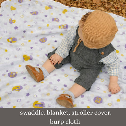 100% COTTON PRINTING  MUSLIN BABY SWADDLE BLANKET – ULTRA SOFT DOUBLE GAUZE, 47” X 47”