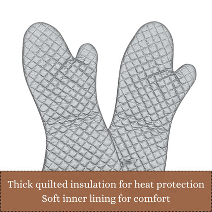 COTTON HR GLOVES SETS – COTTON QUILTED HEAT RESISTANT KITCHEN GLOVES COMBO | OVEN GLOVES COLOUR - SILVER GREY