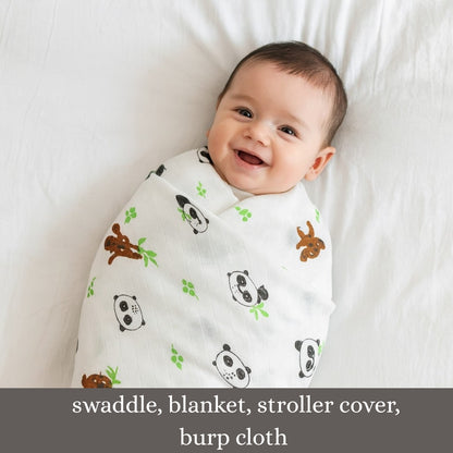 100% COTTON PRINTING  MUSLIN BABY SWADDLE BLANKET – ULTRA SOFT DOUBLE GAUZE, 47” X 47”