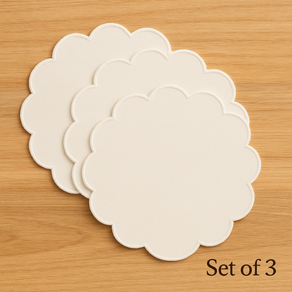 100% COTTON SCALLOP EDGE PLACEMAT WITH FUSING – 38 CM MODERN DINING TABLE MAT - 190 GSM