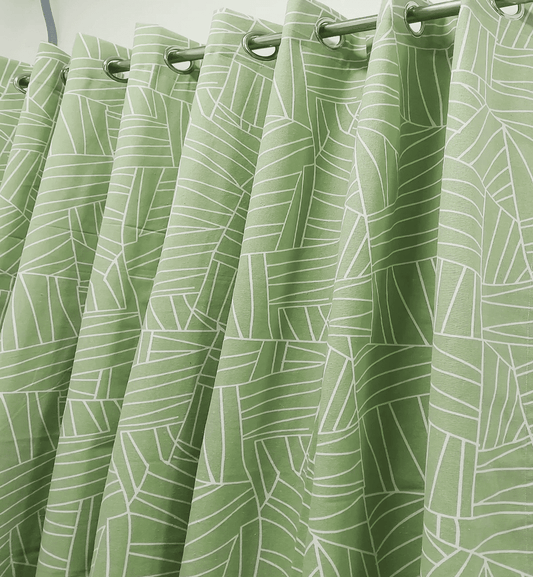 100% COTTON GREEN PRINT DOOR CURTAINS - 4 * 7 FEET