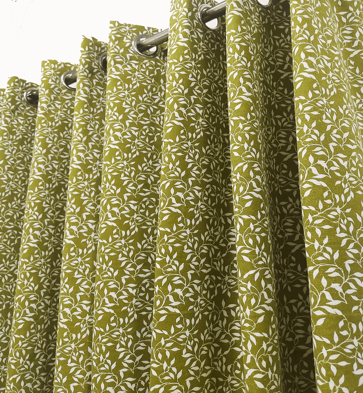 100% COTTON DARK OLIVE PRINT DOOR CURTAINS - 4 * 7 FEET