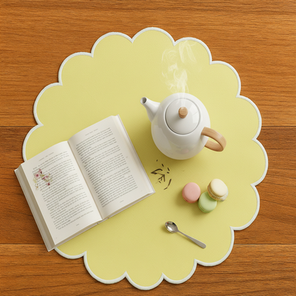 100% COTTON SCALLOP EDGE PLACEMAT WITH FUSING – 38 CM MODERN DINING TABLE MAT - 190 GSM