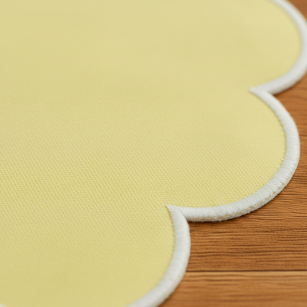 100% COTTON SCALLOP EDGE PLACEMAT WITH FUSING – 38 CM MODERN DINING TABLE MAT - 190 GSM