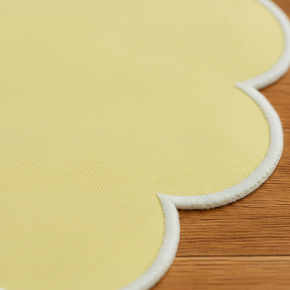 100% COTTON SCALLOP EDGE PLACEMAT WITH FUSING – 38 CM MODERN DINING TABLE MAT - 190 GSM