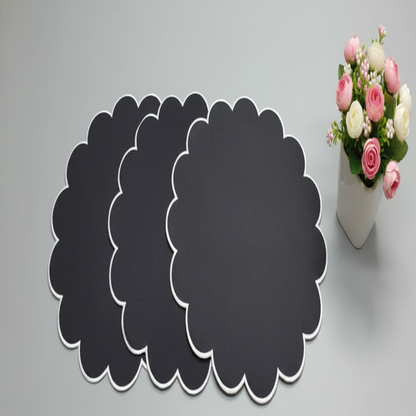 100% COTTON SCALLOP EDGE PLACEMAT WITH FUSING – 38 CM MODERN DINING TABLE MAT - 190 GSM