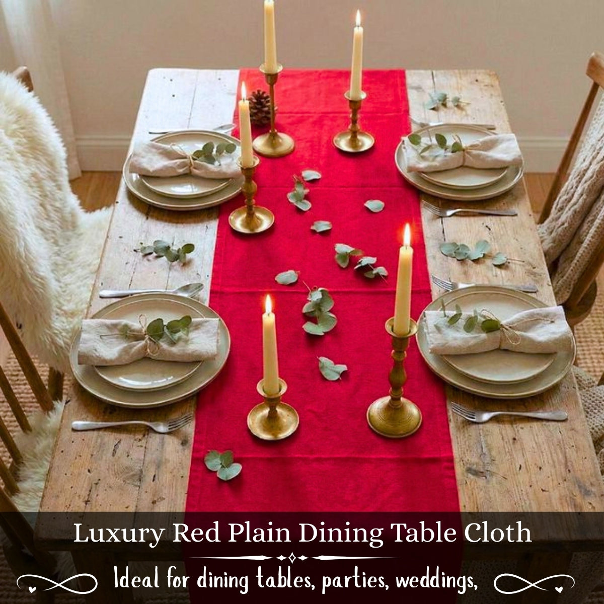 PREMIUM 100% COTTON RED TABLE RUNNER – ELEGANT DINING TABLE DECOR FOR HOME, HOTEL & RESTAURANT