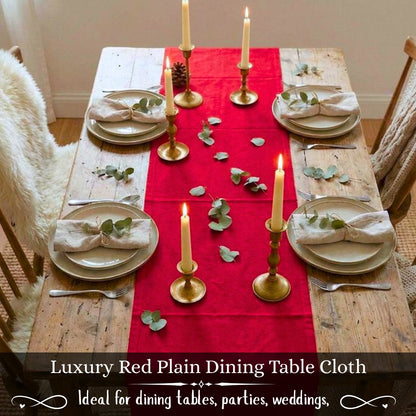 PREMIUM 100% COTTON RED TABLE RUNNER – ELEGANT DINING TABLE DECOR FOR HOME, HOTEL & RESTAURANT