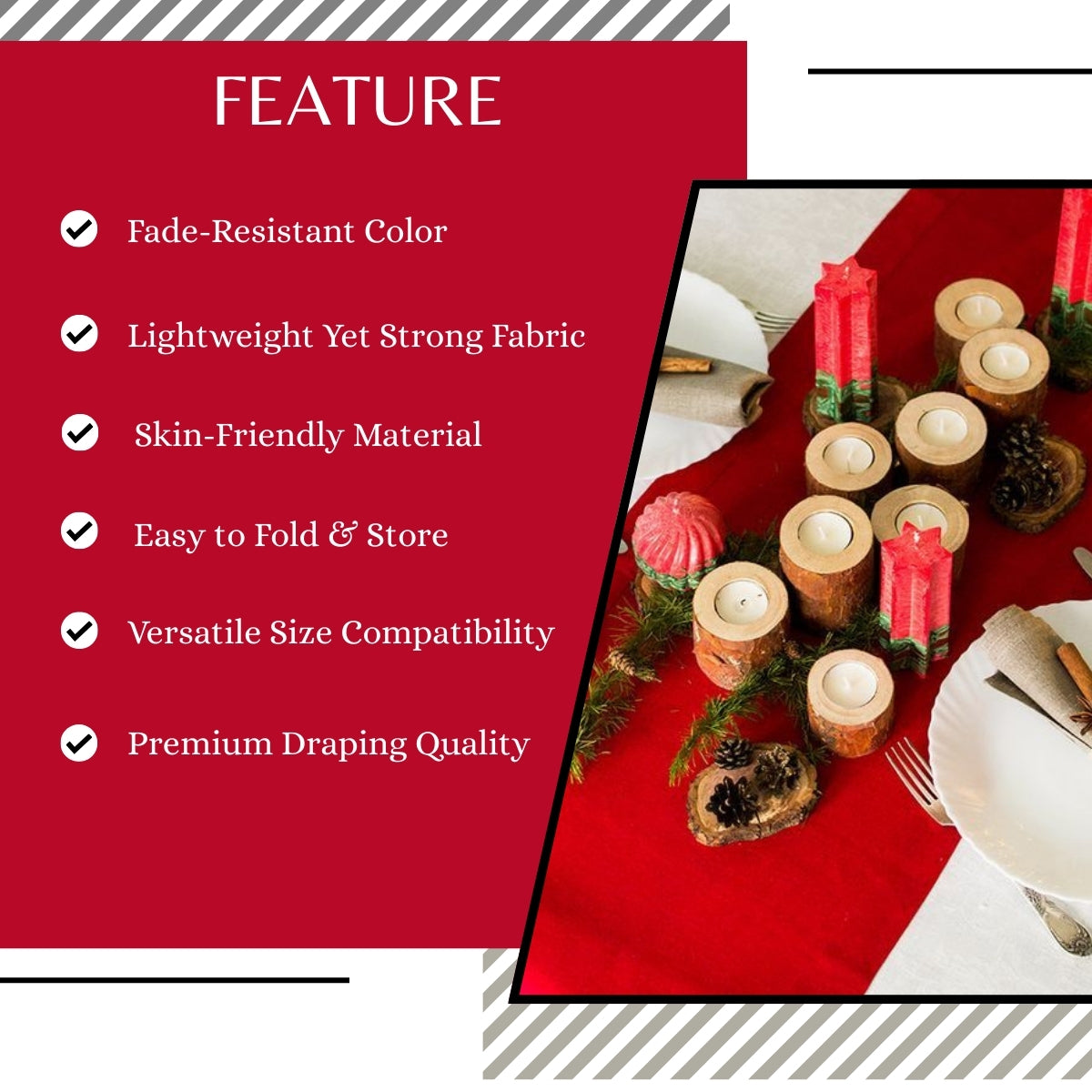 PREMIUM 100% COTTON RED TABLE RUNNER – ELEGANT DINING TABLE DECOR FOR HOME, HOTEL & RESTAURANT
