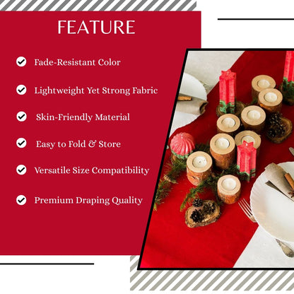 PREMIUM 100% COTTON RED TABLE RUNNER – ELEGANT DINING TABLE DECOR FOR HOME, HOTEL & RESTAURANT