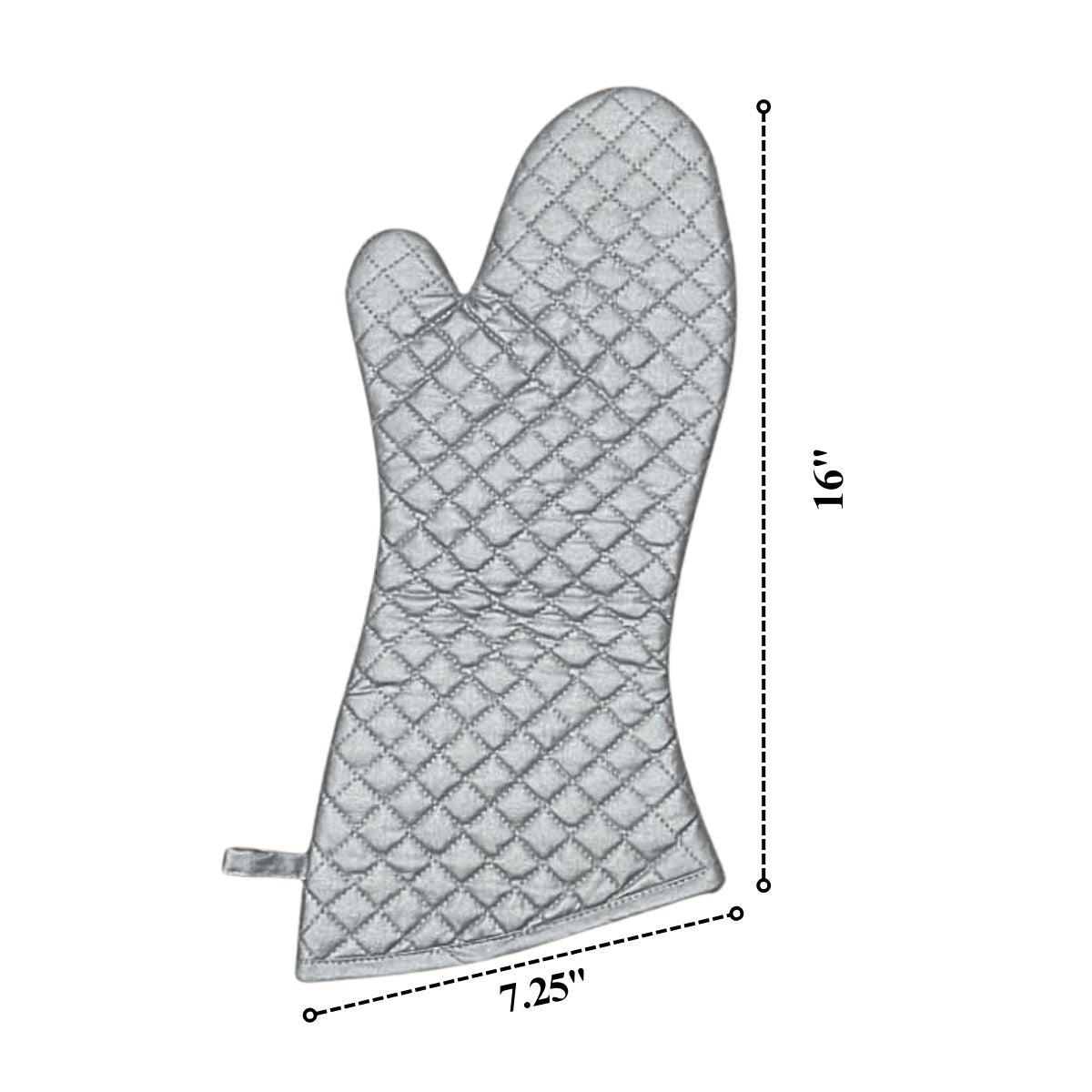 COTTON HR GLOVES SETS – COTTON QUILTED HEAT RESISTANT KITCHEN GLOVES COMBO | OVEN GLOVES COLOUR - SILVER GREY