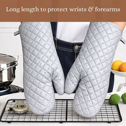 COTTON HR GLOVES SETS – COTTON QUILTED HEAT RESISTANT KITCHEN GLOVES COMBO | OVEN GLOVES COLOUR - SILVER GREY